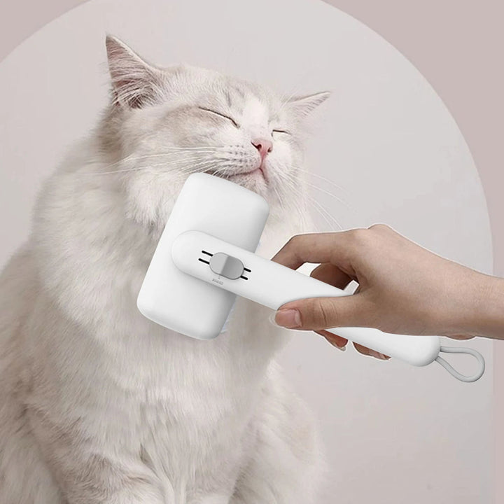 Ergonomic pet hair removal brush for dogs, designed for comfortable animal grooming and care