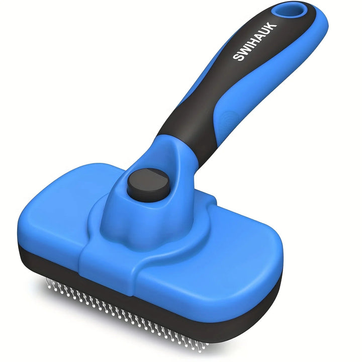 Soft pins on unisex ergonomic pet brush, ideal for gentle dog and cat grooming, pet care