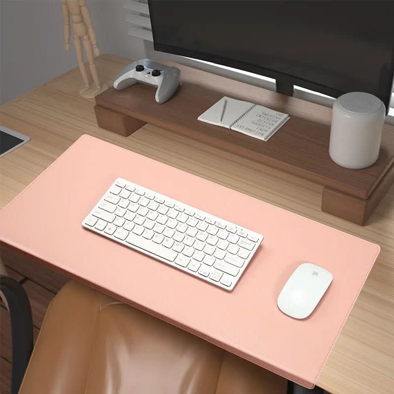 Ergonomic PU leather desk mat with wrist support, ideal for office & home productivity.