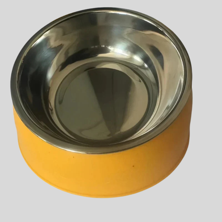Side profile of a raised cat food bowl, showing the comfortable eating height