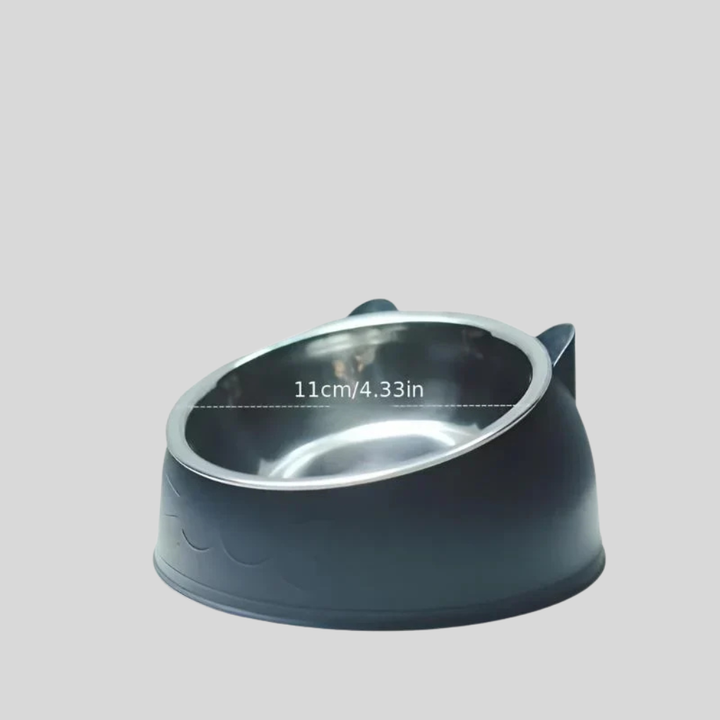 Empty ergonomic cat bowl with a non-slip base for stable, mess-free feeding