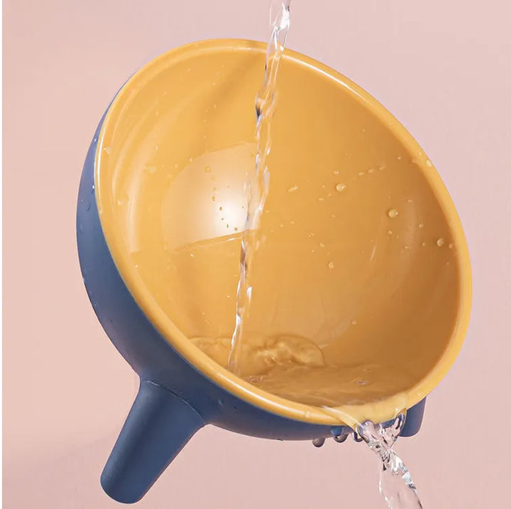 Close-up of easy-clean surface of ergonomic raised pet bowl, anti-vomit design