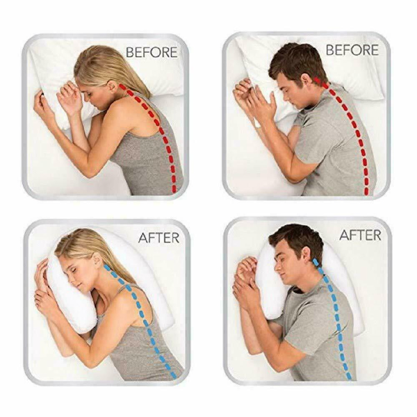Comfortable side sleeper pillow with ear hole for neck & back pain relief. Washable sleep aid for side sleepers.