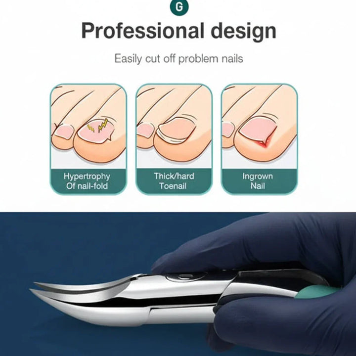 Anti-splash ergonomic stainless steel toenail clipper, ensuring safe and precise nail care for seniors.