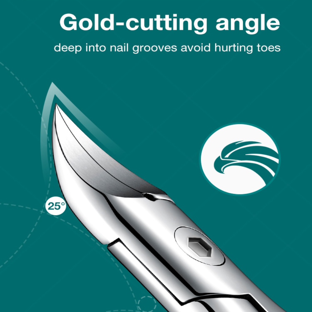Ergonomic toenail clipper for thick & ingrown nails. Easy-grip, stainless steel, ideal for seniors & dexterity issues.