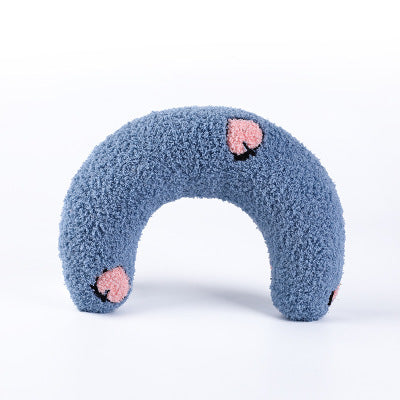 Ergonomic U-Shaped Pet Calming Pillow for cats and dogs, cozy mohair pet bed, ultimate comfort