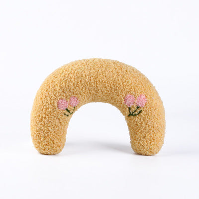 Deep sleep pet cushion: ergonomic U-shaped pet calming pillow for cats & dogs, soft mohair fabric
