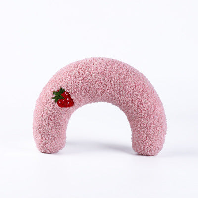 Luxury pet accessory: ergonomic U-shaped mohair pet calming pillow, ideal for cat and dog beds