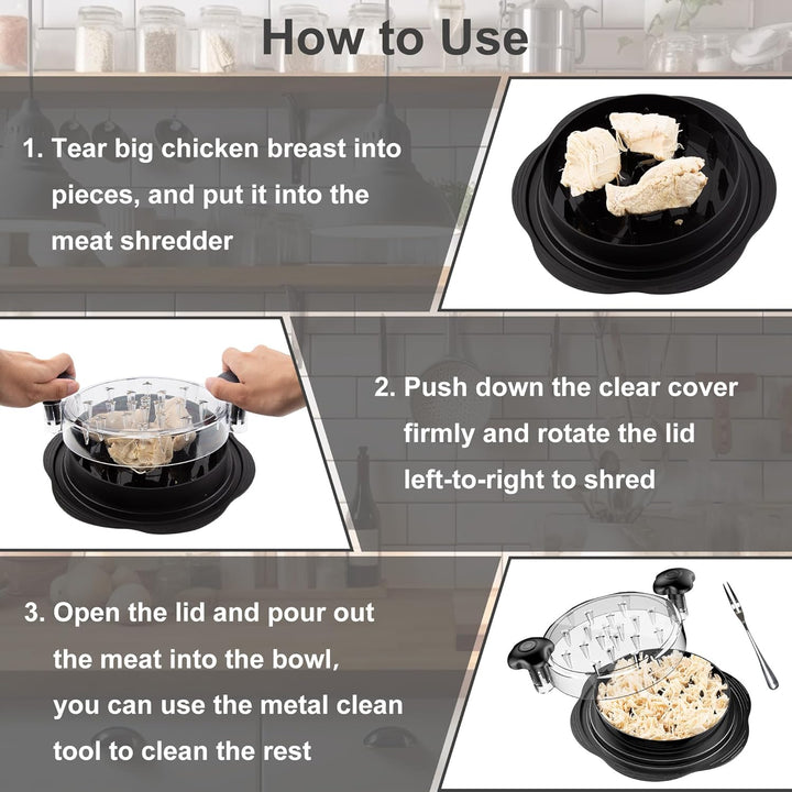 Fast ErgoShredder for chicken & meat shredding. Ergonomic kitchen tool for quick meal preparation.
