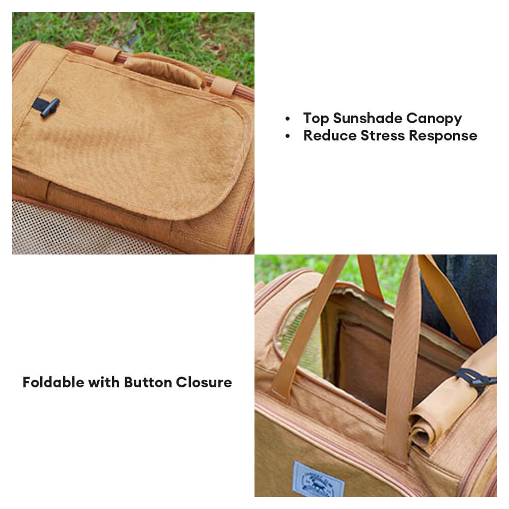 Interior view of expandable pet carrier for cats & dogs, soft mat, plenty of space when unzipped