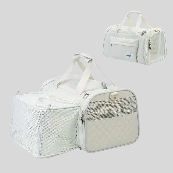 Pet accessory: Airline approved expandable pet carrier, perfect for small dog or cat travel