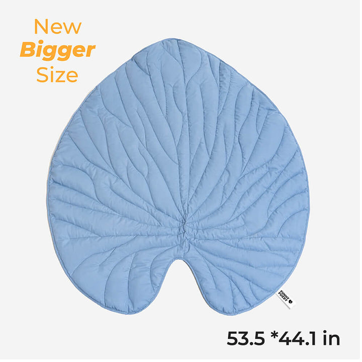 Versatile extra large leaf shape pet & human mat, comfortable dog blanket, washable pet accessory.