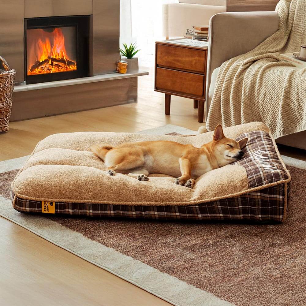 Orthopedic support dog bed, large rectangle, fluffy and cozy for big dogs