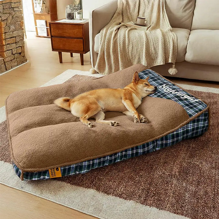 Teddy fleece washable dog bed, extra-large rectangle design for maximum comfort
