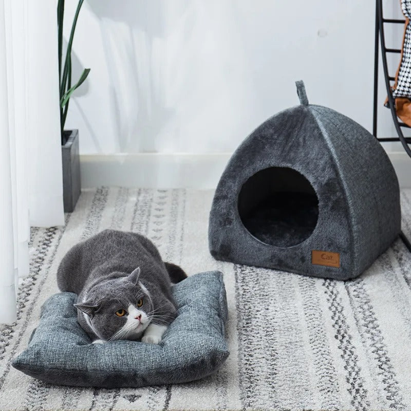 Cozy 2-in-1 Cat Cave & Lounger Bed for Small Pets