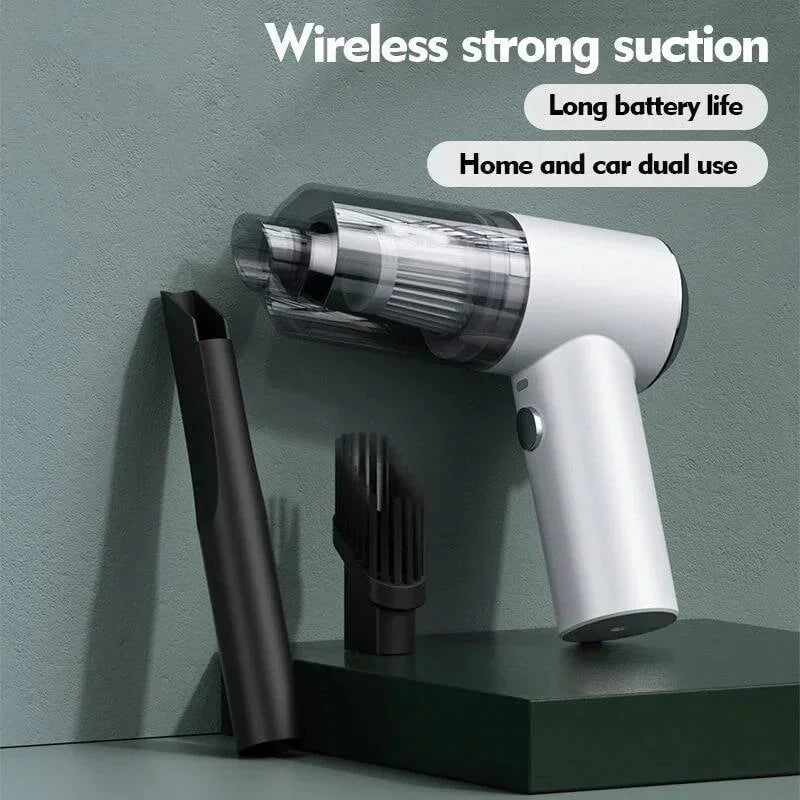 Easy-to-use cordless handheld car vacuum, efficient wet/dry cleaning for quick auto & home tidiness.