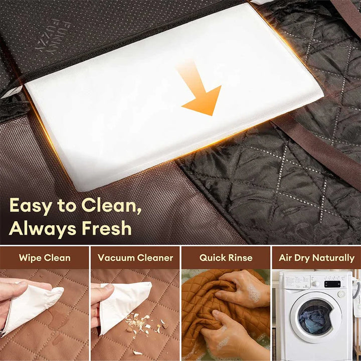 Elegant faux leather dog car seat cover, easy to install and remove for pet owners.