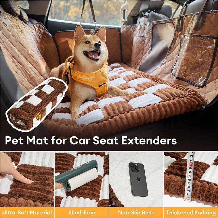 Back seat dog car cover, water-resistant faux leather with side flaps for full coverage.