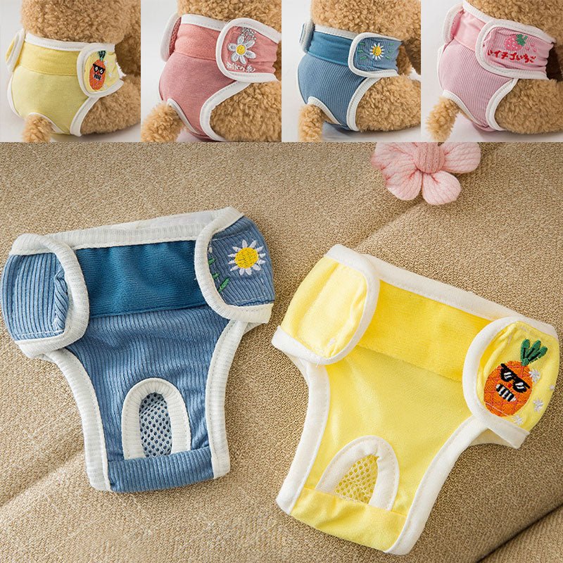 Pack of reusable dog diapers for female dogs, essential pet accessory for incontinence management.