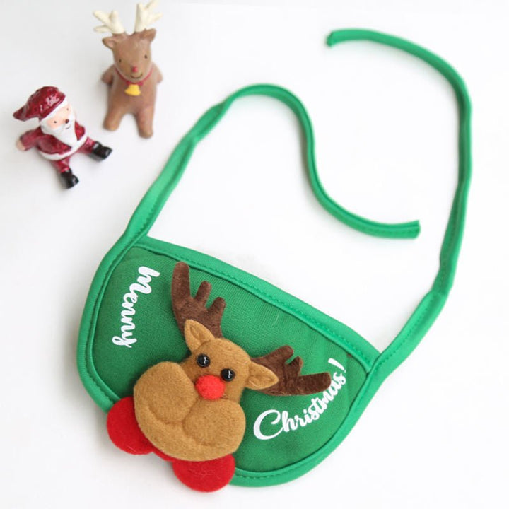 Dog accessories: Christmas-themed bathing hat and bib set for a festive pet makeover.