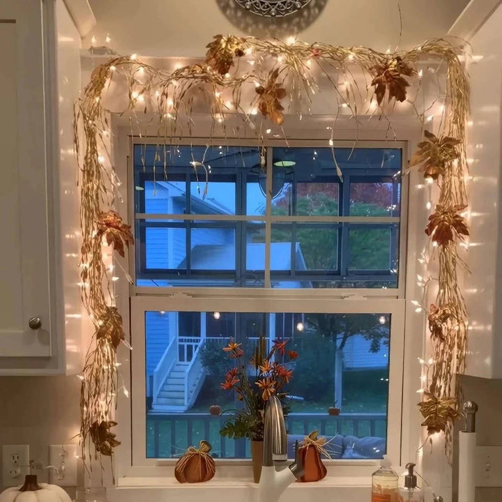 Warm glow LED ornament garland with flexible wire, perfect for cozy Christmas lights & festive ambiance.