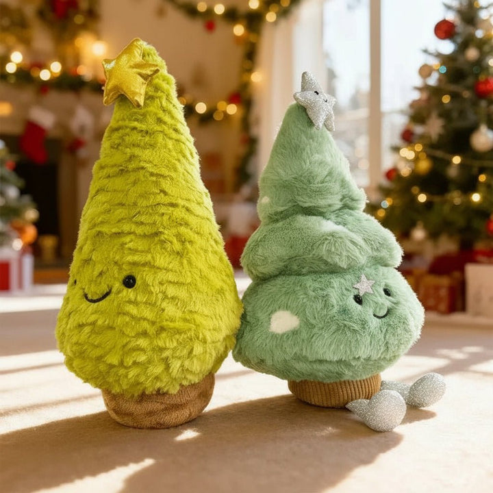 Unique plush Christmas tree figurine, a delightful seasonal decor accent and festive holiday gift.