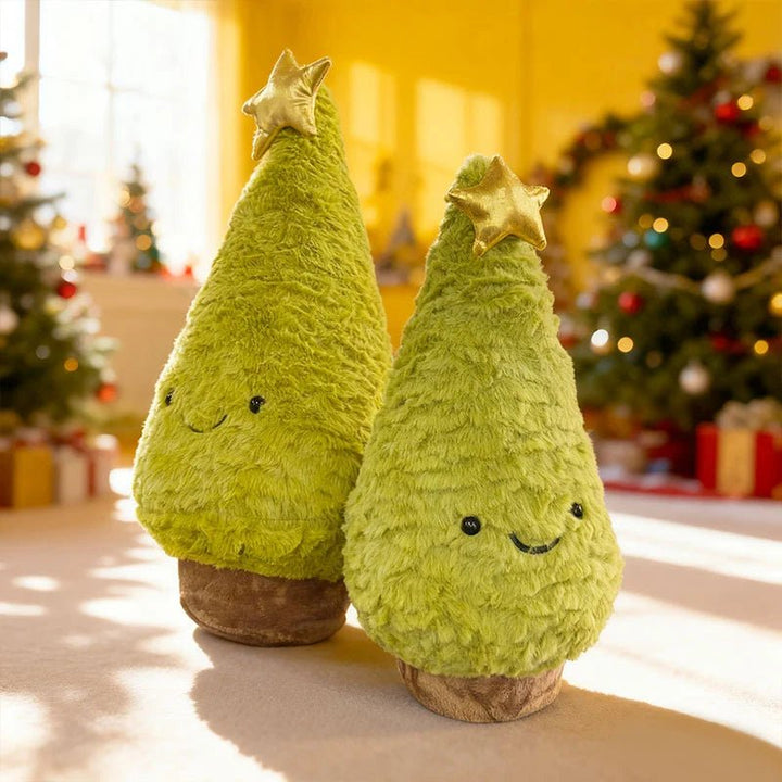 Unisex plush Christmas tree figurine, a charming and versatile holiday home decor accent for all ages.