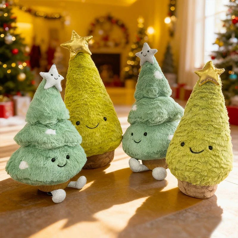 Cute plush Christmas tree figurine, perfect seasonal holiday decor for a festive and warm home accent.