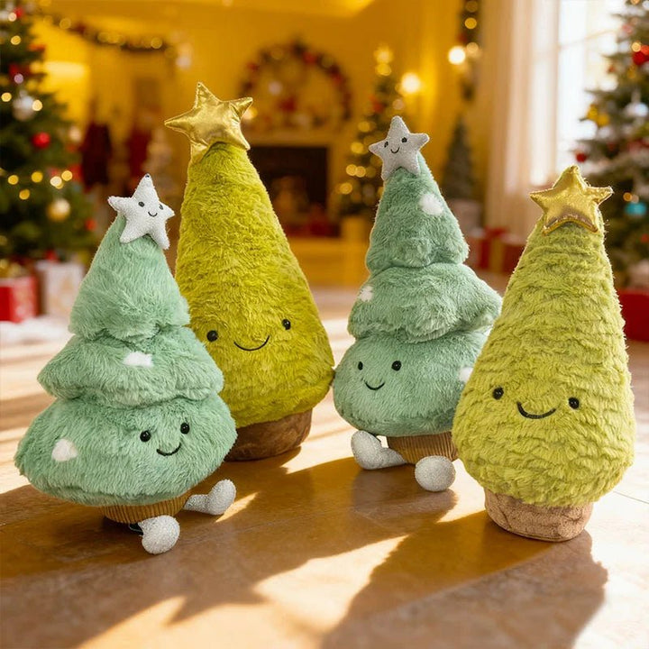 Cute plush Christmas tree figurine, perfect seasonal holiday decor for a festive and warm home accent.