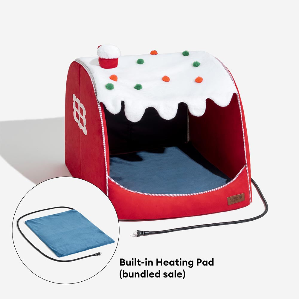 Comfortable festive snow house orthopedic dog bed, perfect for small to medium dogs