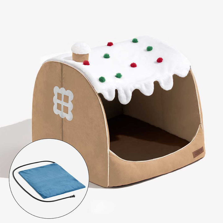 Supportive snow house orthopedic dog bed, perfect for older dogs and holiday festivities