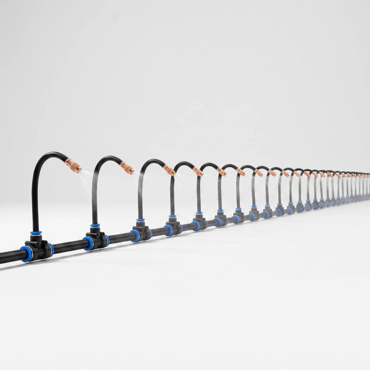 Easy-to-install flexible misting system, ideal for efficient plant hydration & garden irrigation.