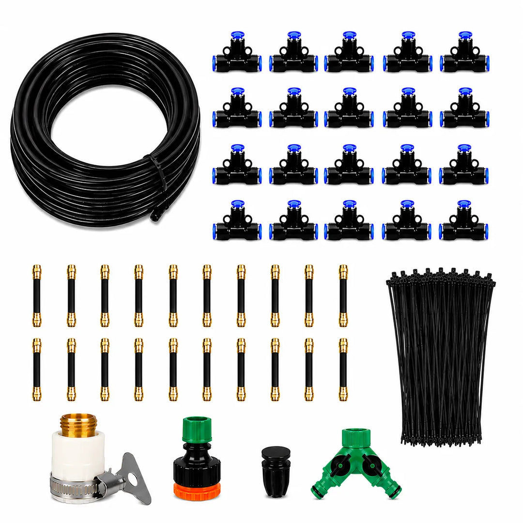 Durable garden misting irrigation for plants, providing optimal hydration and a cooler environment.