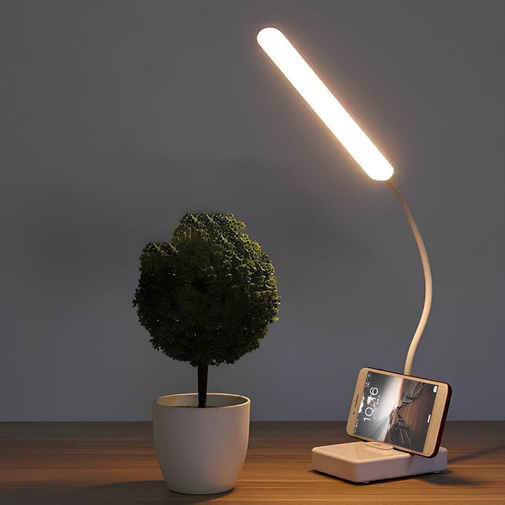 Flexible LED desk lamp with adjustable gooseneck for home office, USB or plug power.