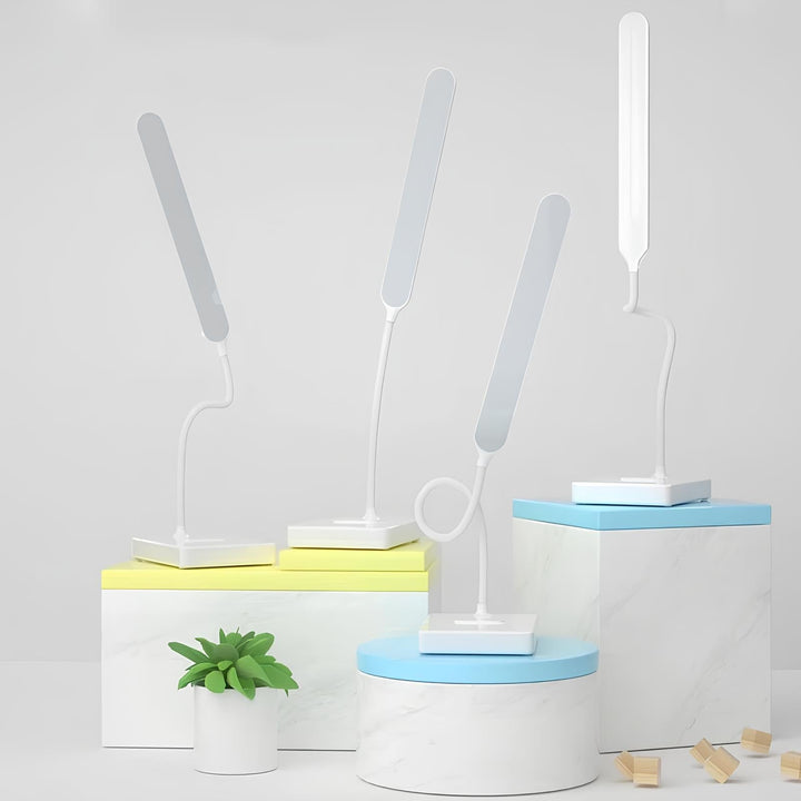 Adjustable LED desk light for students or professionals, with flexible neck & dual power (USB/plug-in).