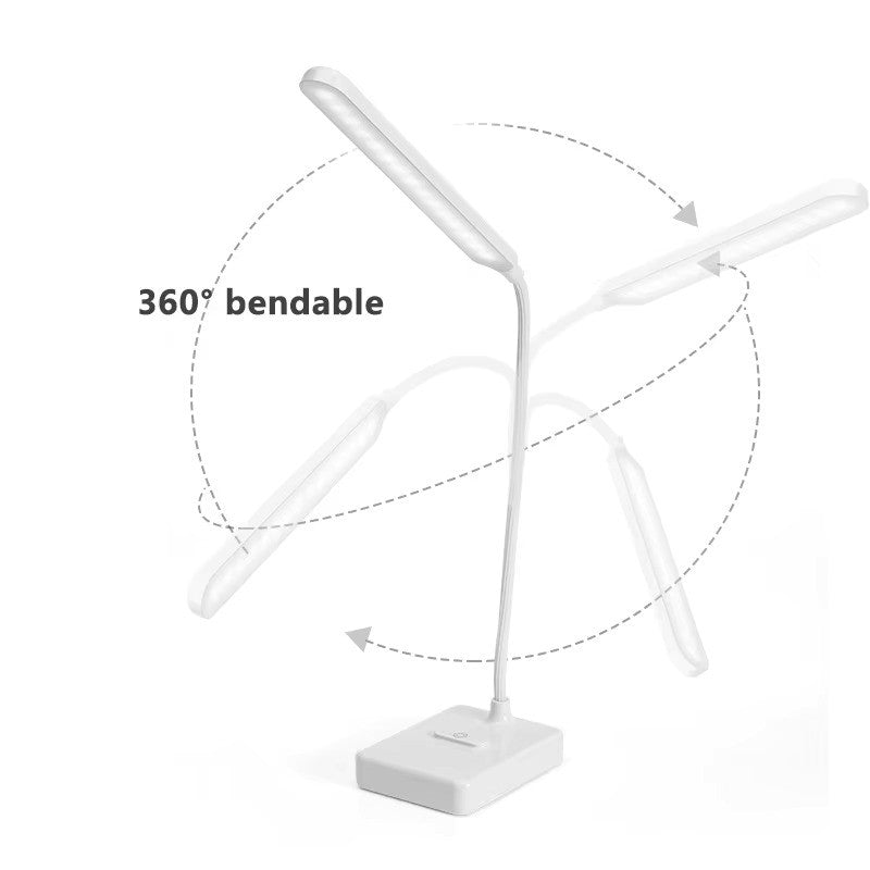 Ergonomic flexible LED lamp, great for task lighting, offering multiple power options: USB & plug.