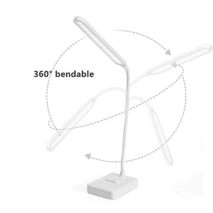 Ergonomic flexible LED lamp, great for task lighting, offering multiple power options: USB & plug.