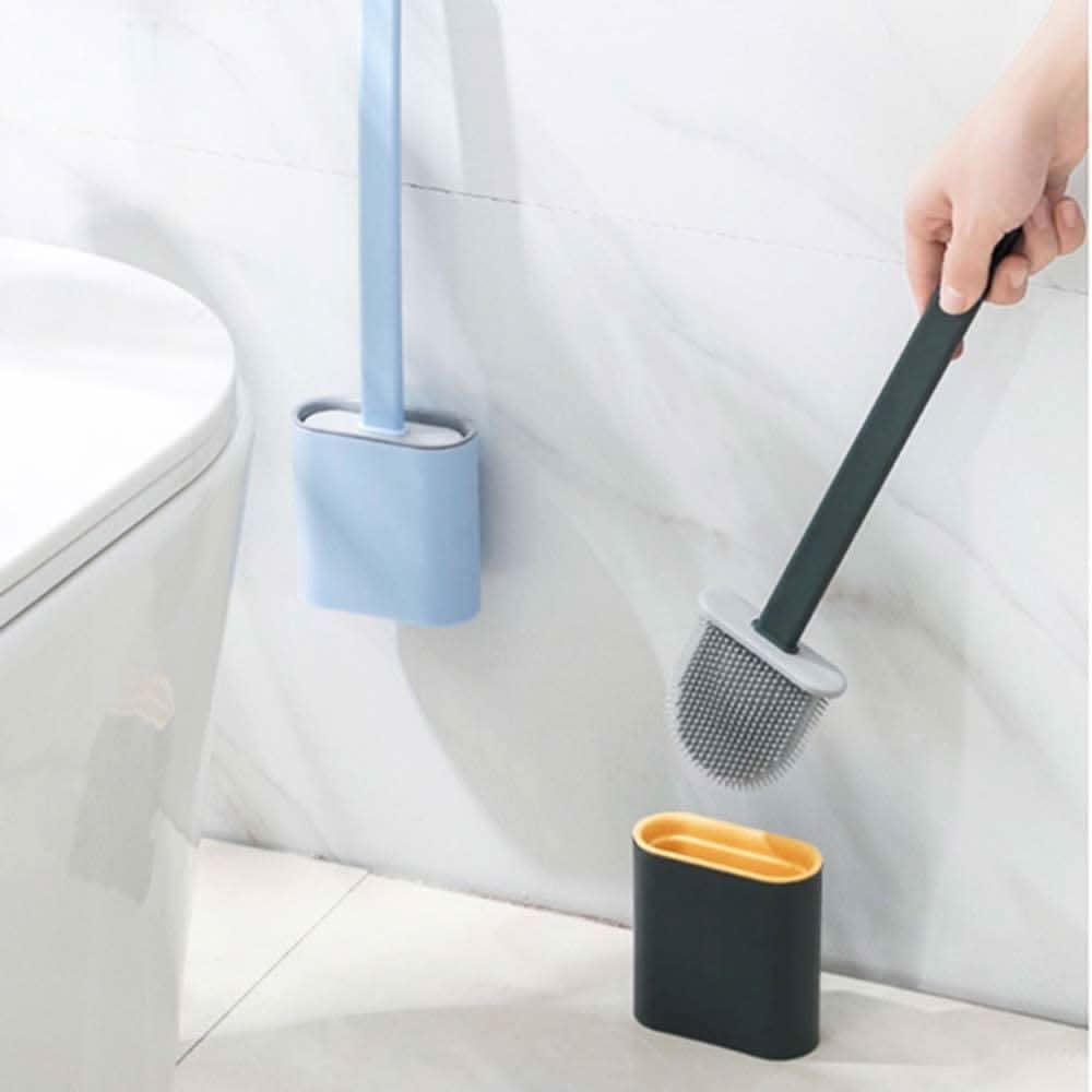 Flexible silicone toilet brush for deep cleaning hard-to-reach areas in modern bathrooms. Odor-free hygiene.