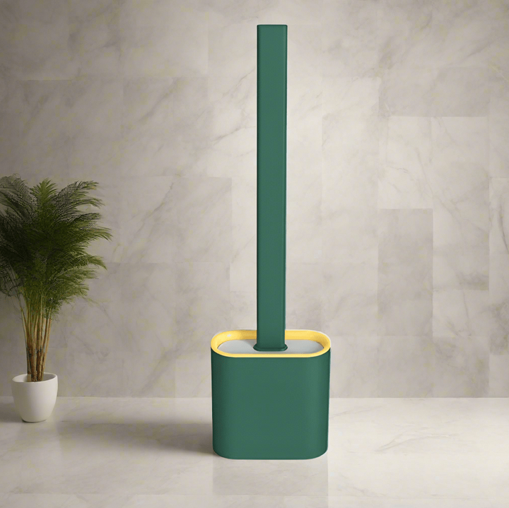 Compact, flexible silicone toilet brush for practical deep cleaning & enhanced bathroom hygiene. Modern design.