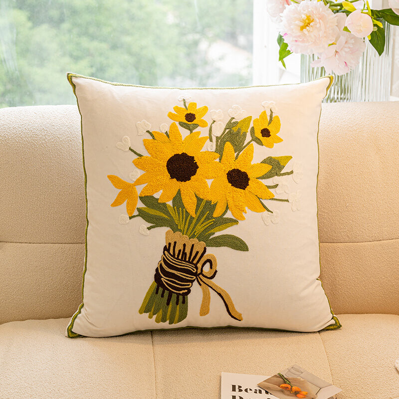 Vibrant floral print throw pillow, a beautiful Floral Bouquet Decorative Cushion for home decor