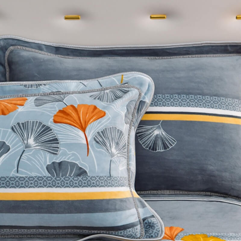 Full view of a bed styled with floral milk velvet sheet set and a graceful bed skirt, inviting comfort.