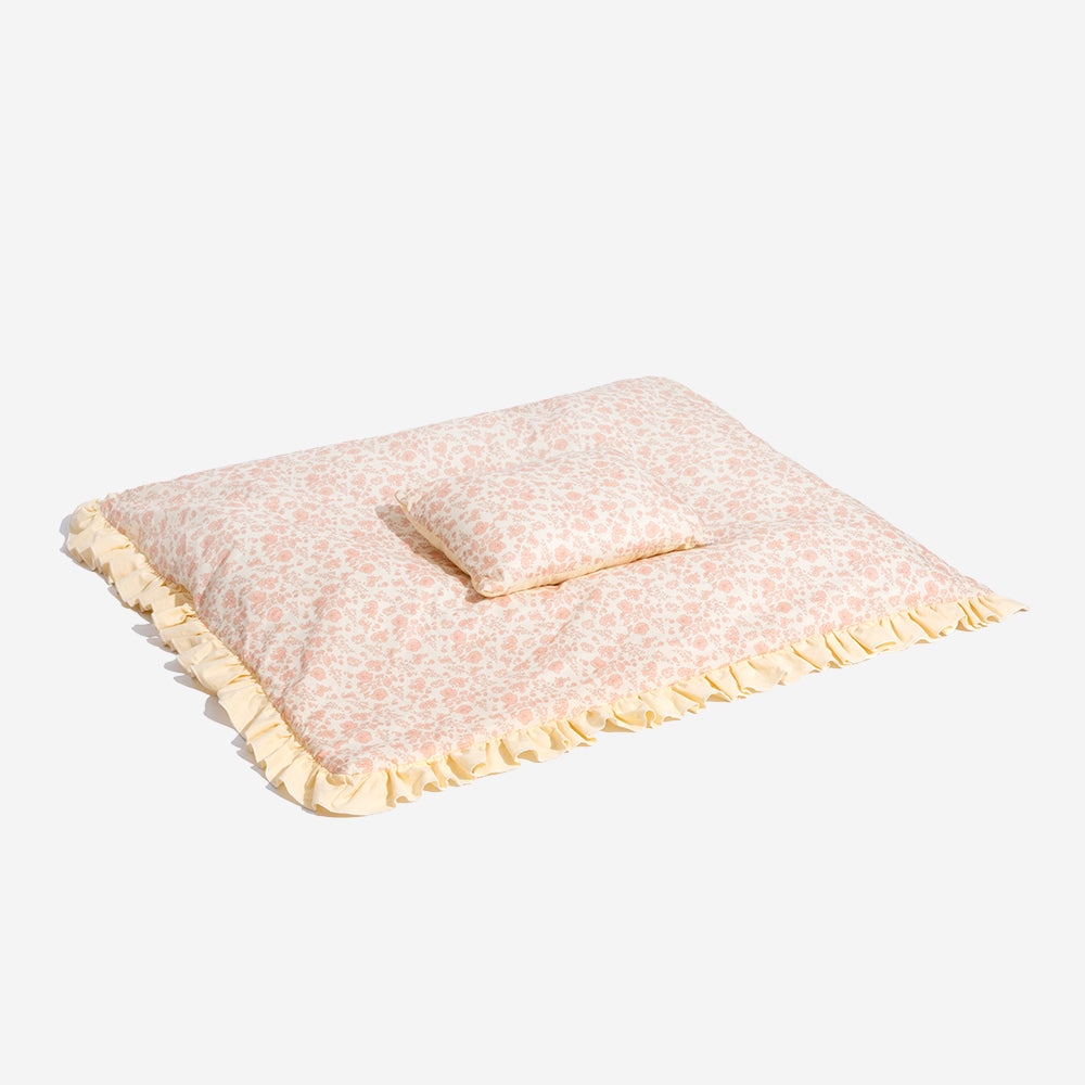 Durable floral dog bed, pet-friendly and easy to clean