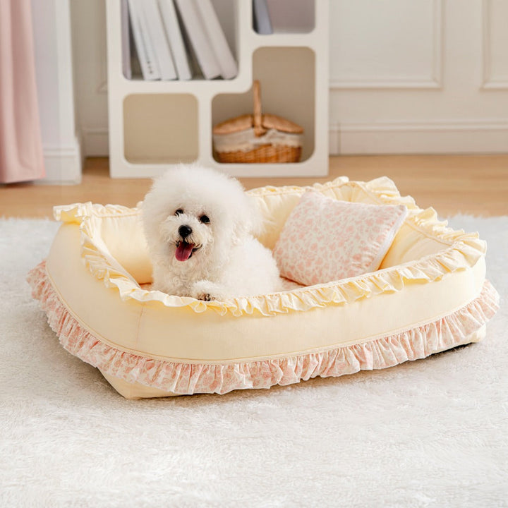Plush floral dog bed for ultimate pet relaxation and support