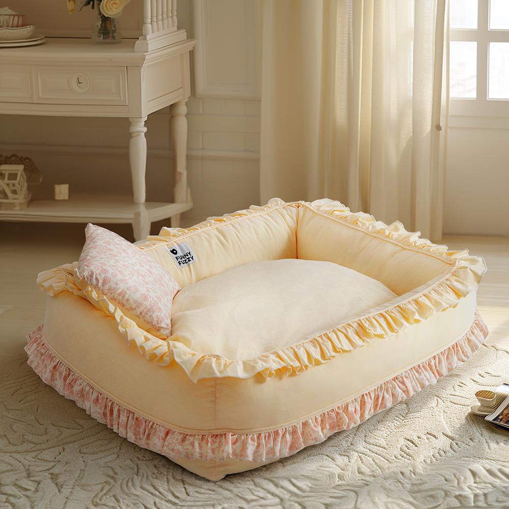 Comfortable orthopedic dog bed with elegant floral pattern