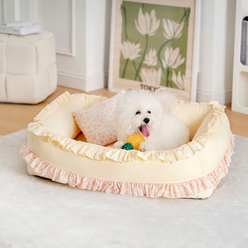 High-quality floral dog bed pillow, orthopedic and washable