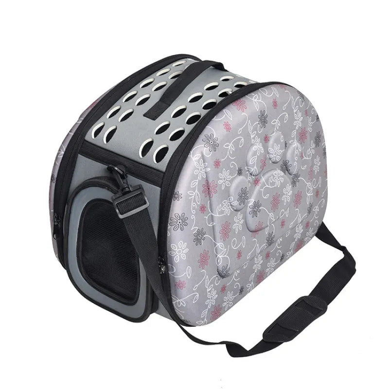 Soft pet accessory travel bag, featuring a beautiful floral pattern, for car transport