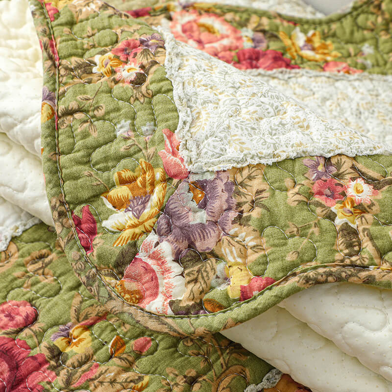 Floral and plaid design cotton blend sofa cover, interior decor accent