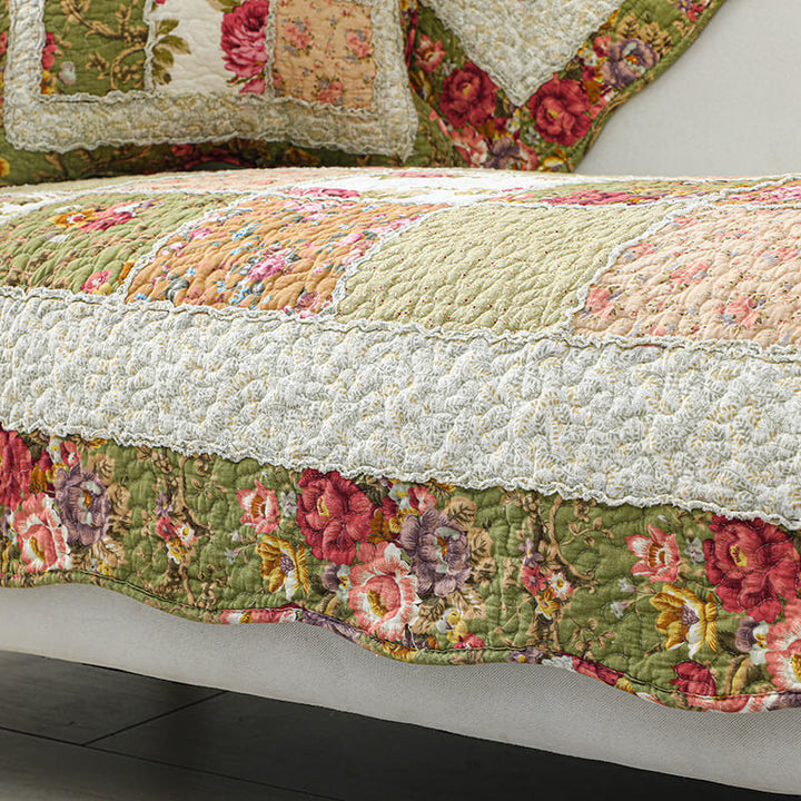 Soft cotton blend floral plaid couch cover, perfect for pet owners
