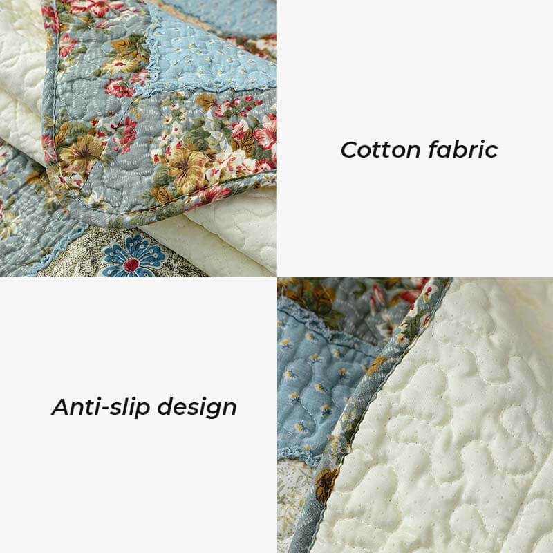Close-up of floral plaid cotton blend sofa cover fabric texture