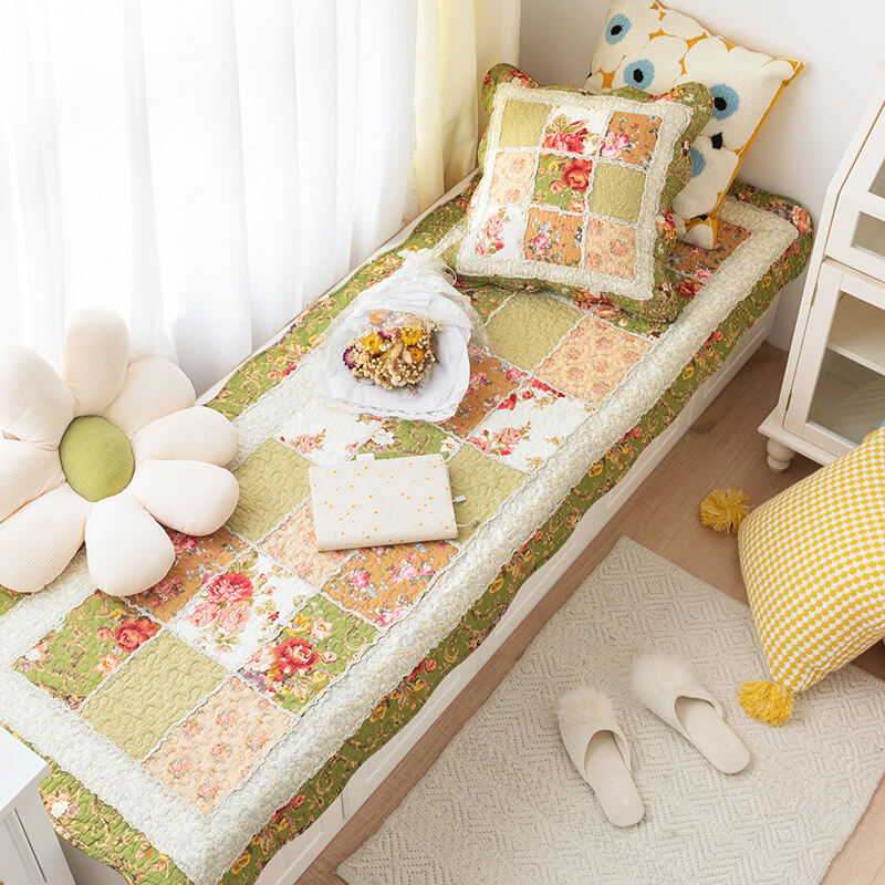 Durable machine washable floral plaid sofa cover for furniture protection